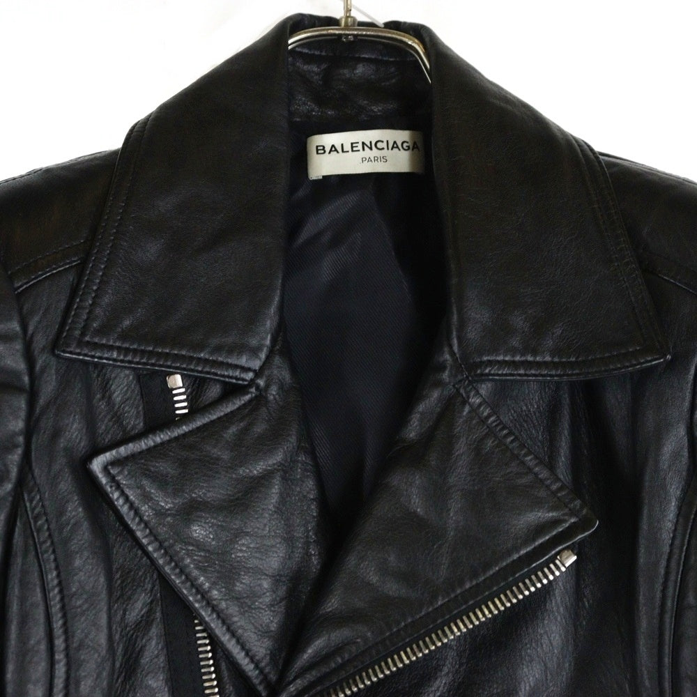 BALENCIAGA(バレンシアガ) ラムスキン レザー ダブル ライダースジャケット ブラック レディース 374639