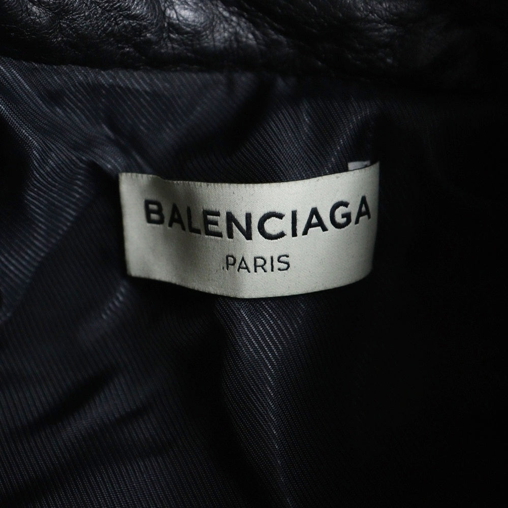BALENCIAGA(バレンシアガ) ラムスキン レザー ダブル ライダースジャケット ブラック レディース 374639