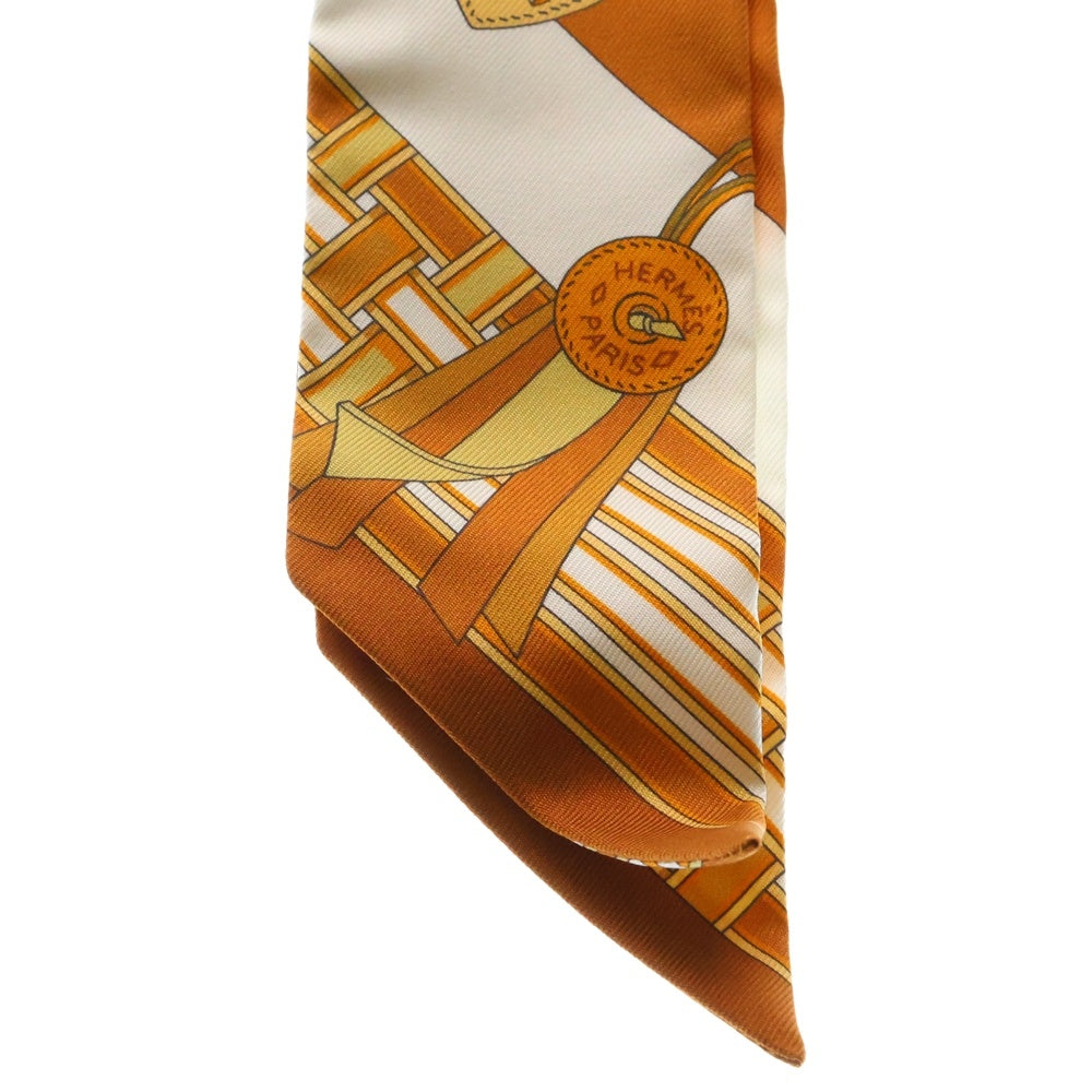 HERMES(エルメス) ツイリー チャームロゴ スカーフ オレンジ シルク