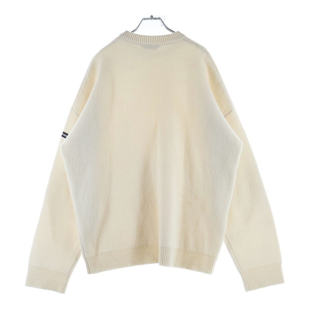 BALENCIAGA(バレンシアガ) ロゴ クルーネック長袖ニットセーター 764454 ホワイト