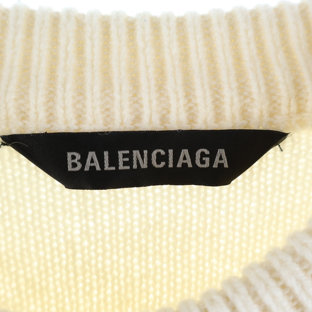 BALENCIAGA(バレンシアガ) ロゴ クルーネック長袖ニットセーター 764454 ホワイト