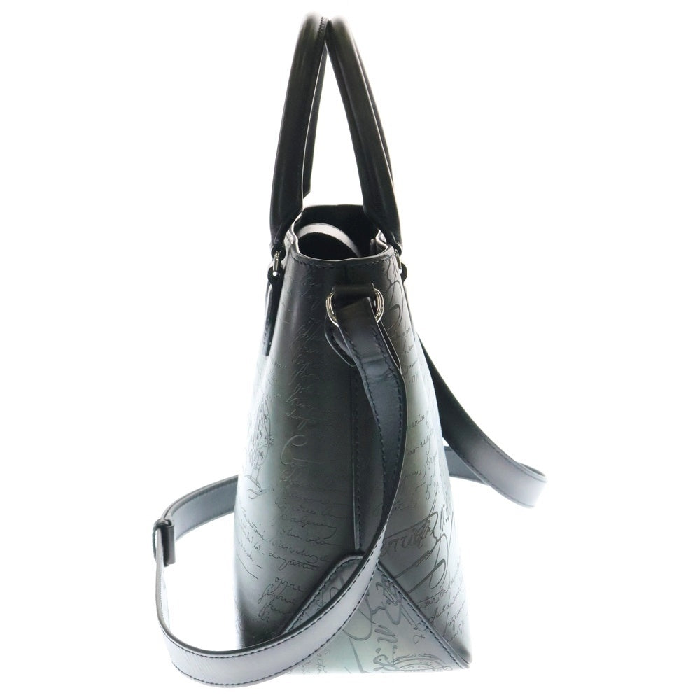 Berluti(ベルルッティ) カリグラフィ トゥジュール 2WAYバッグ ショルダーバッグ ハンドバック レザー ブラウン×グリーン シルバー金具