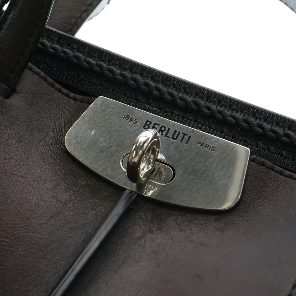 Berluti(ベルルッティ) ルッティ38 ハンドバッグ ショルダーバッグ パープル シルバー金具 レザー