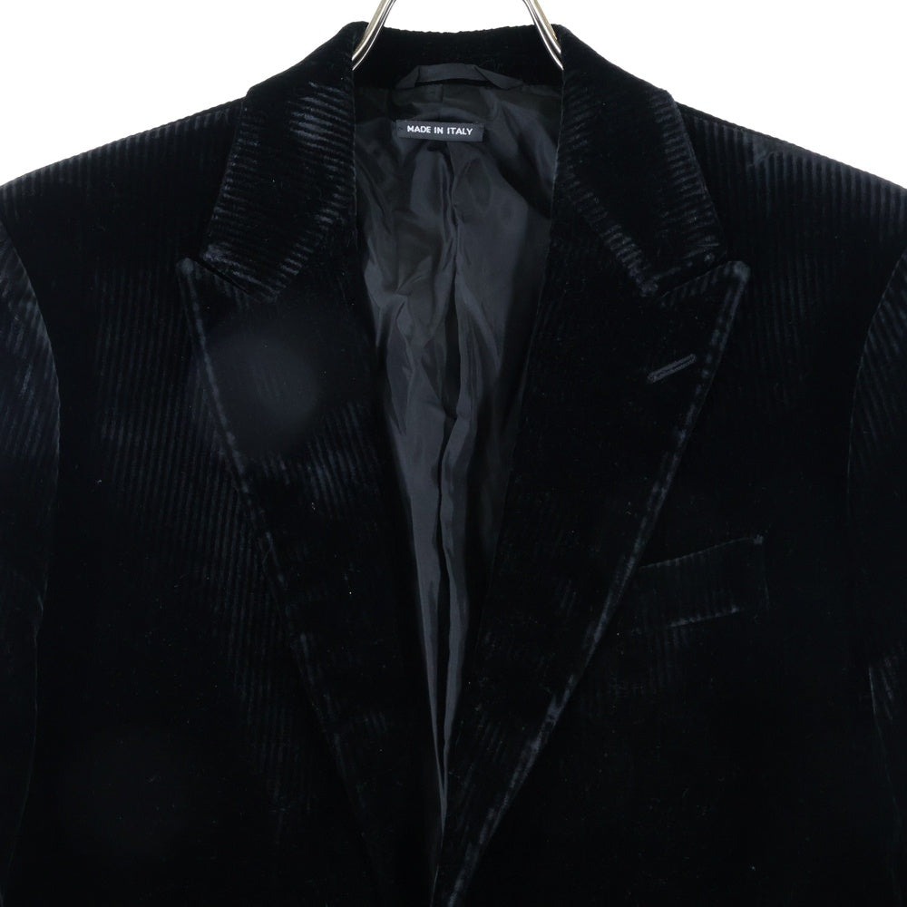 GIORGIO ARMANI(ジョルジオアルマーニ) BORGO 21 レーヨン コーデュロイ 1B ピークドラペル テーラードジャケット ブラック 726850