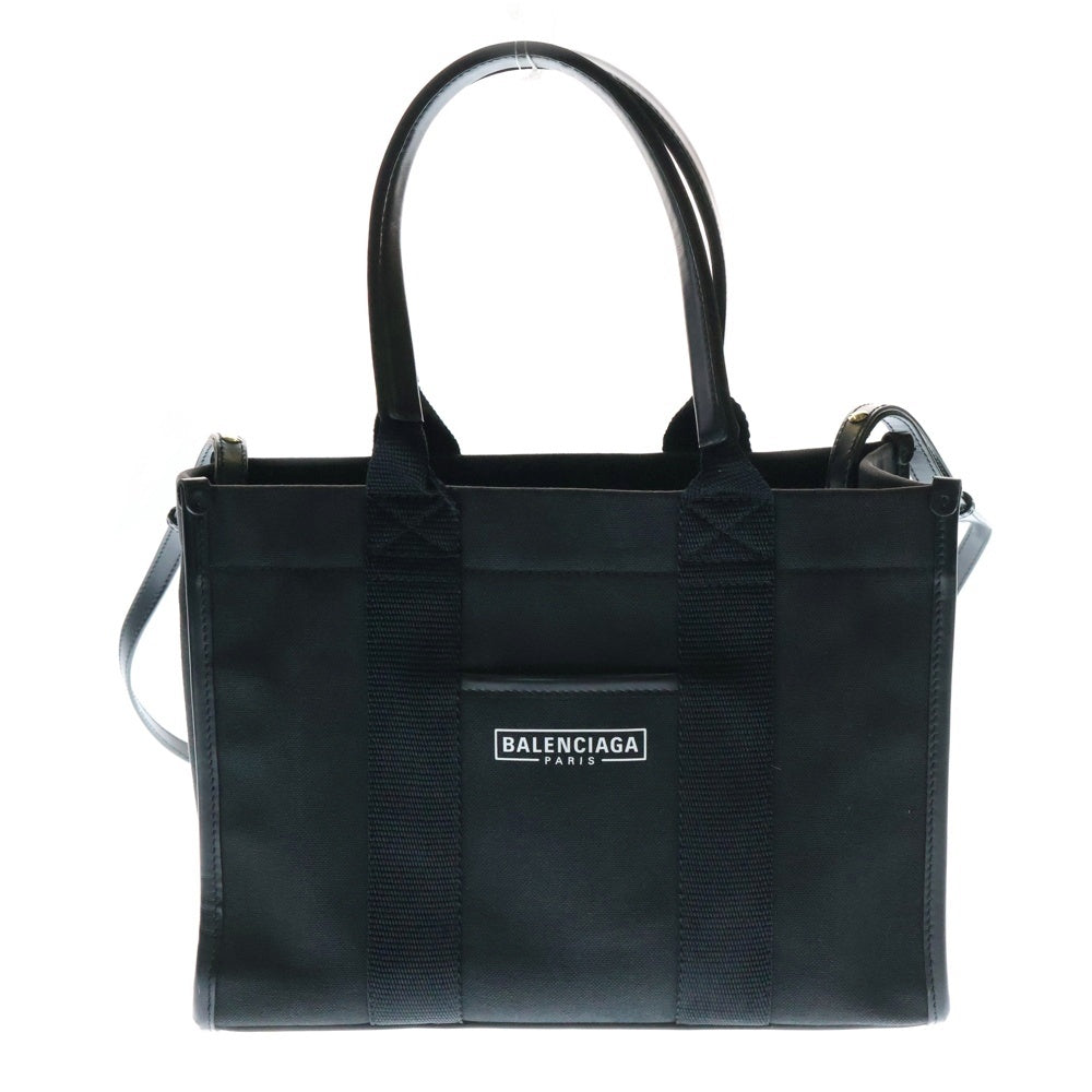 BALENCIAGA(バレンシアガ) ハードウェア スモール 2WAYハンドバッグ ショルダーバッグ ミニトートバッグ ブラック ゴールド金具 キャンバス×レザー 671402