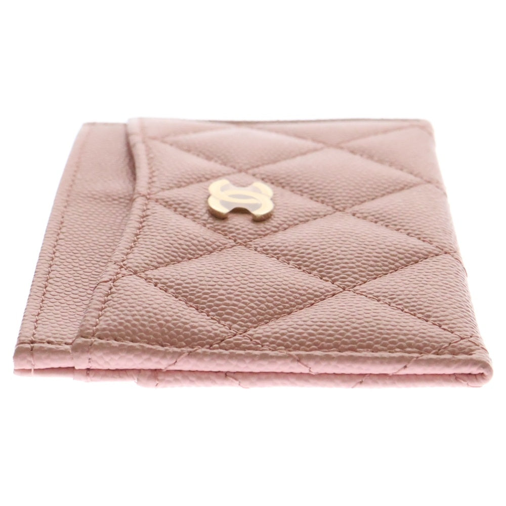 CHANEL(シャネル) マトラッセ クラシック カードケース ピンク キャビアスキン ゴールド金具