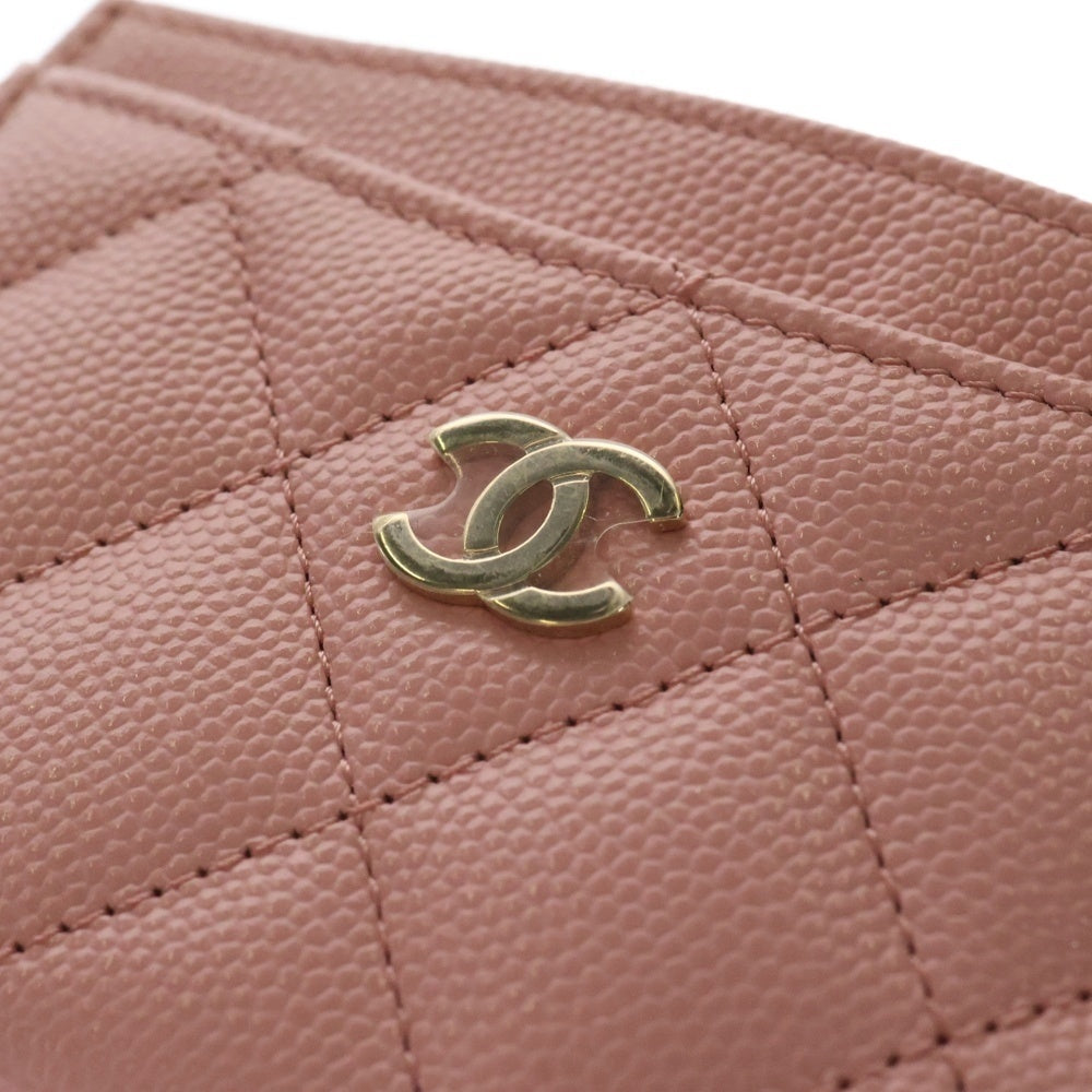 CHANEL(シャネル) マトラッセ クラシック カードケース ピンク キャビアスキン ゴールド金具