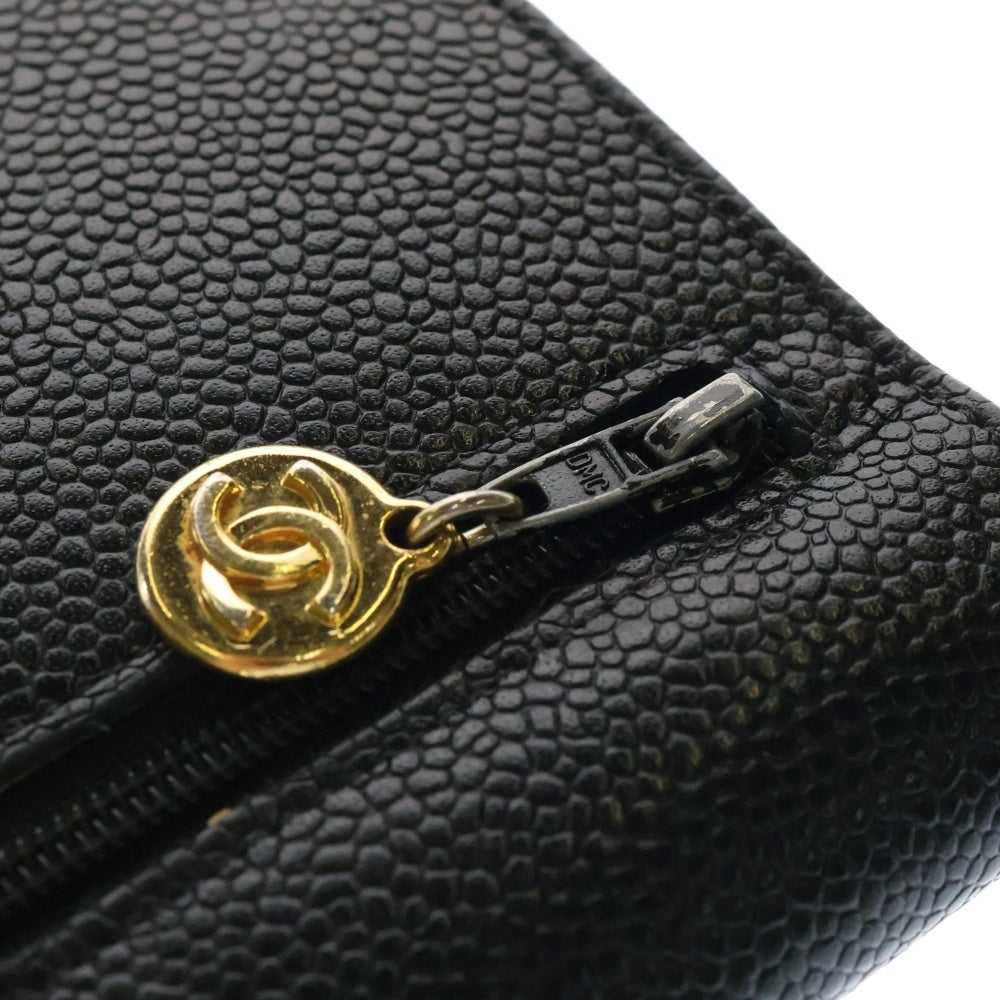 CHANEL(シャネル) デカココ 二つ折り長財布 ブラック キャビアスキン ゴールド金具