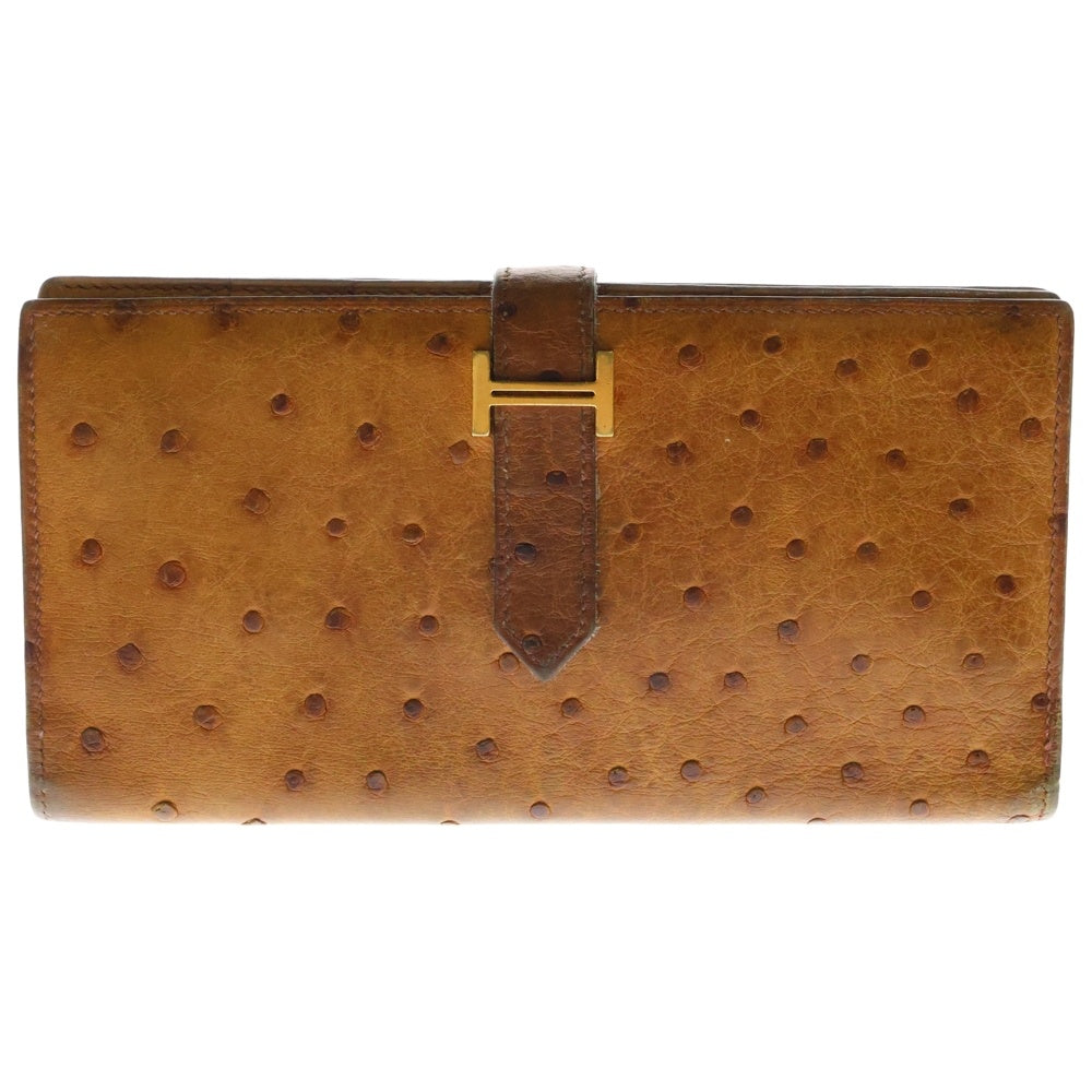 HERMES(エルメス) ベアンスフレ チェスナッツ ゴールド金具 □J刻印 二つ折り長財布 ウォレット
