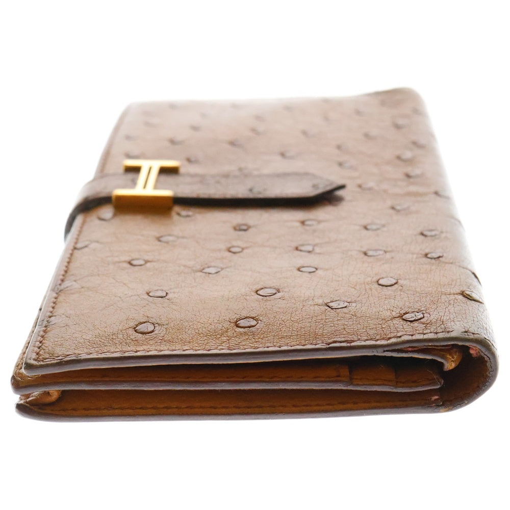 HERMES(エルメス) ベアンスフレ チェスナッツ ゴールド金具 □J刻印 二つ折り長財布 ウォレット