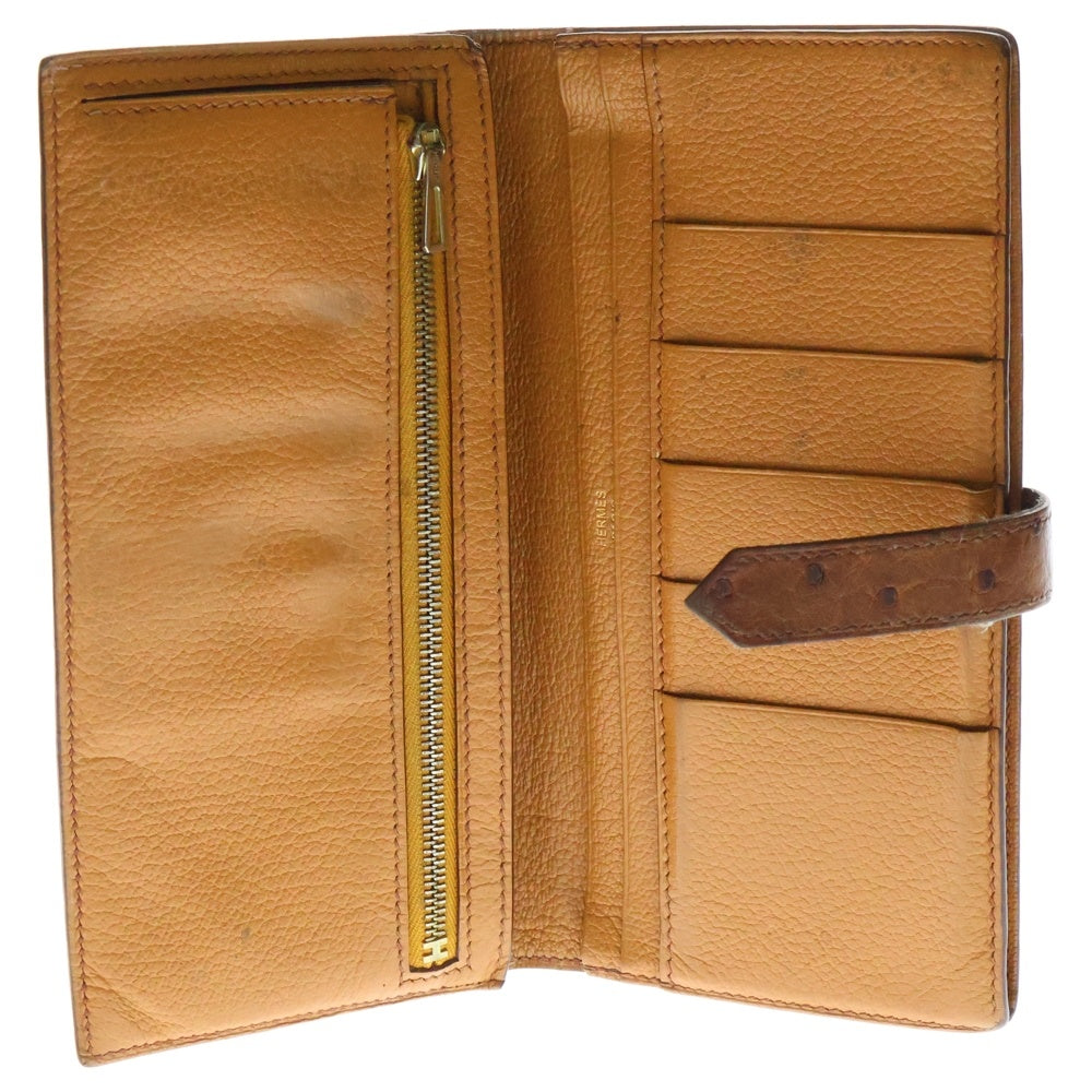 HERMES(エルメス) ベアンスフレ チェスナッツ ゴールド金具 □J刻印 二つ折り長財布 ウォレット