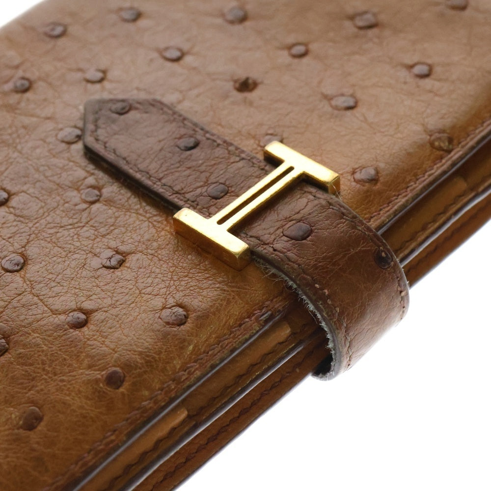 HERMES(エルメス) ベアンスフレ チェスナッツ ゴールド金具 □J刻印 二つ折り長財布 ウォレット