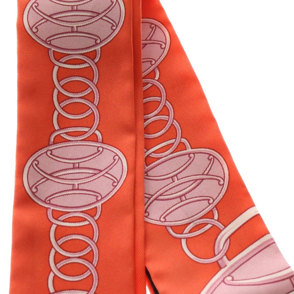 HERMES(エルメス) ツイリー リフト プロフィール チェーンプリント 総柄 シルク スカーフ ピンク