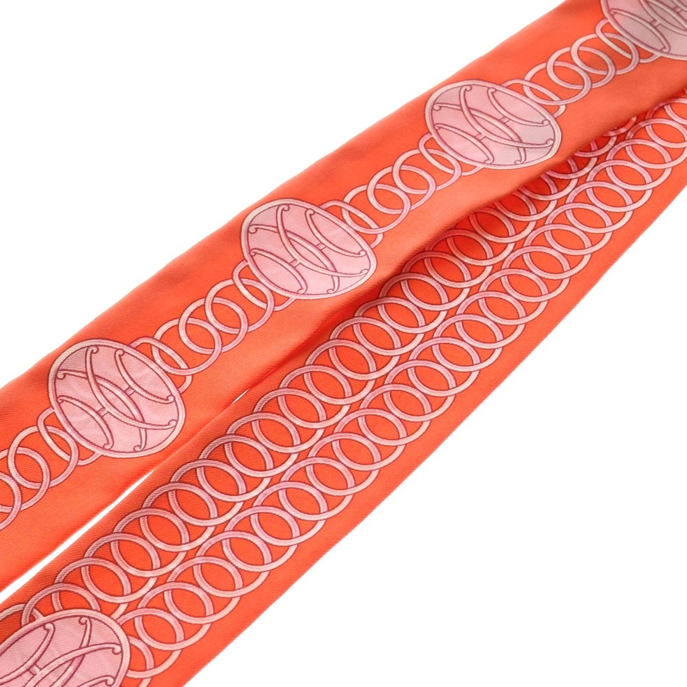 HERMES(エルメス) ツイリー リフト プロフィール チェーンプリント 総柄 シルク スカーフ ピンク