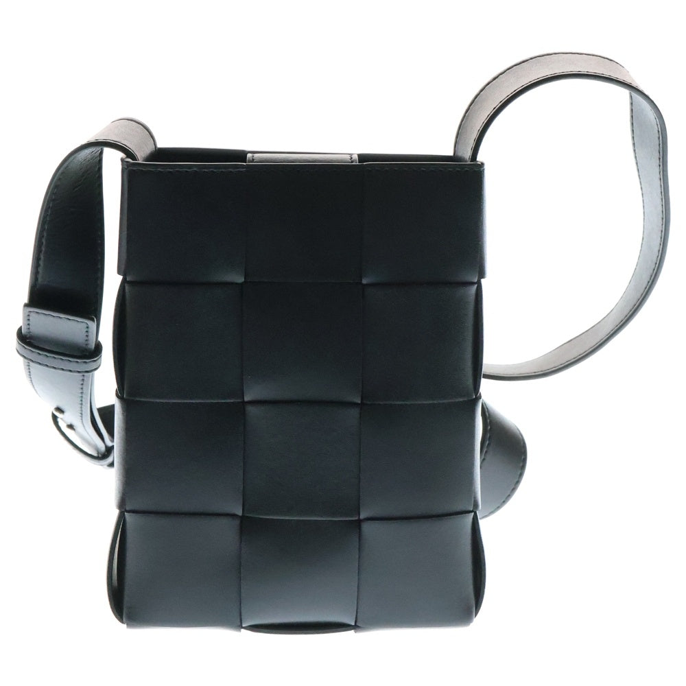 BOTTEGA VENETA(ボッテガヴェネタ) イントレチャート カセット ショルダーバッグ ミニバッグ フォンショルダー ブラック レザー 729298