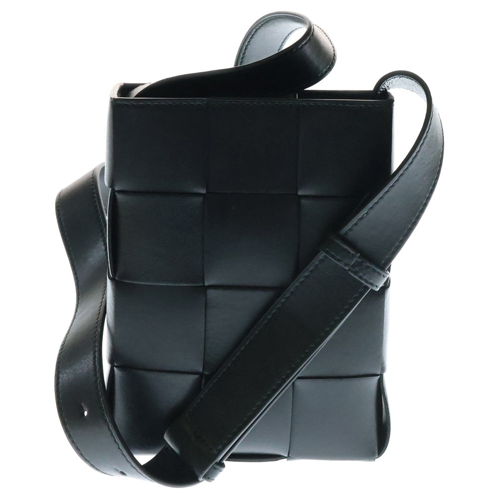 BOTTEGA VENETA(ボッテガヴェネタ) イントレチャート カセット ショルダーバッグ ミニバッグ フォンショルダー ブラック レザー 729298