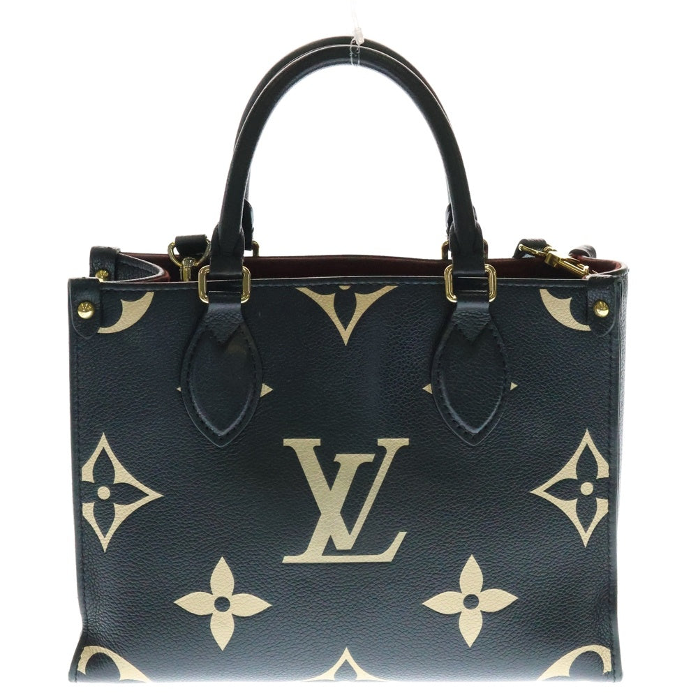 LOUIS VUITTON(ルイヴィトン) モノグラムアンプラント オンザゴーPM 2WAYバッグ ハンドバッグ ショルダーバッグ ブラック×ベージュ ゴールド金具 バイカラー レザー M45659