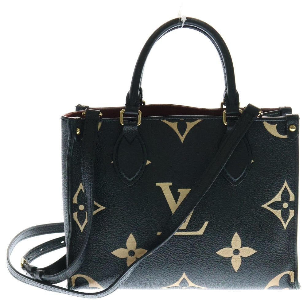 LOUIS VUITTON(ルイヴィトン) モノグラムアンプラント オンザゴーPM 2WAYバッグ ハンドバッグ ショルダーバッグ ブラック×ベージュ ゴールド金具 バイカラー レザー M45659