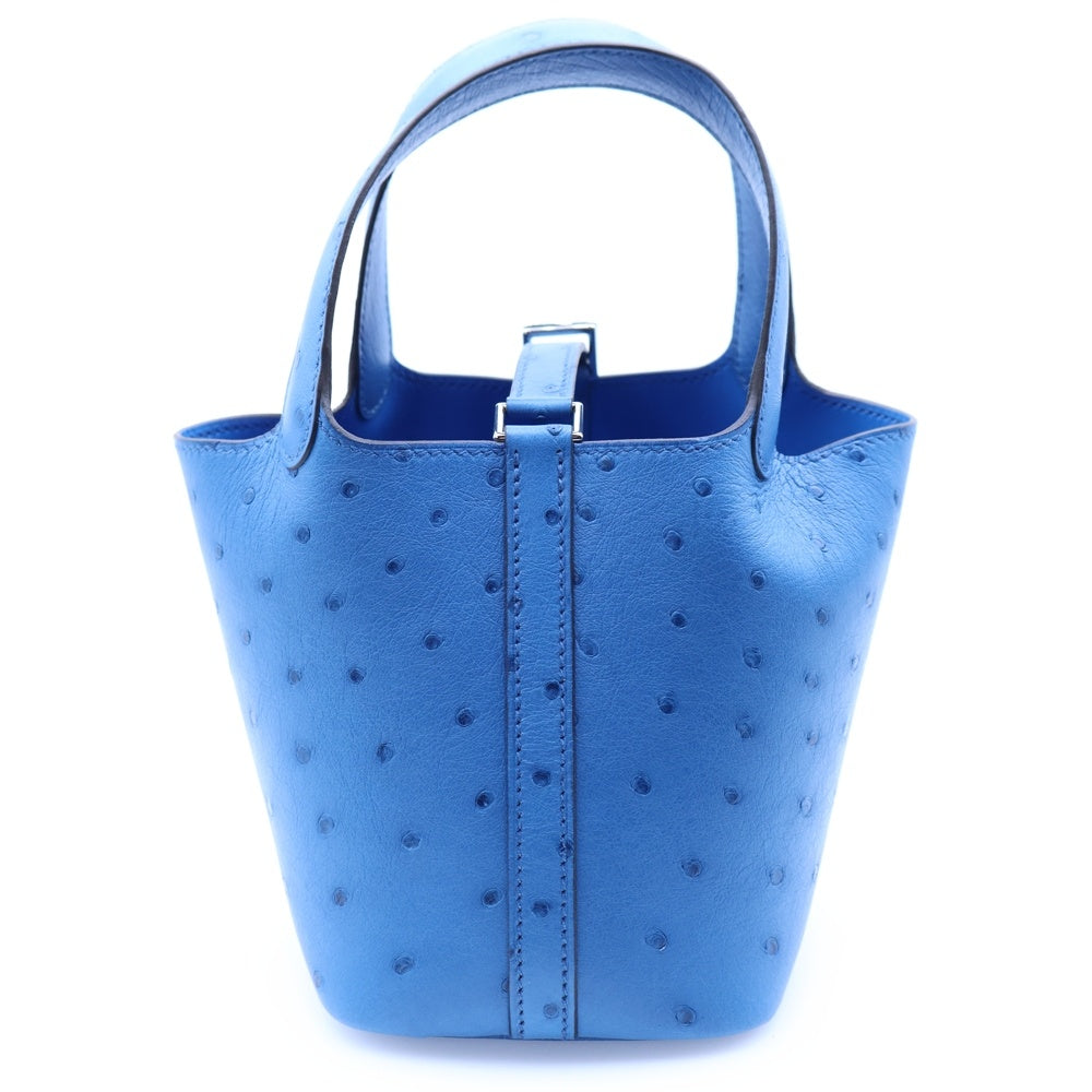 HERMES(エルメス) ピコタンロック マイクロ ブルー系 シルバー金具 W刻印 ハンドバッグ