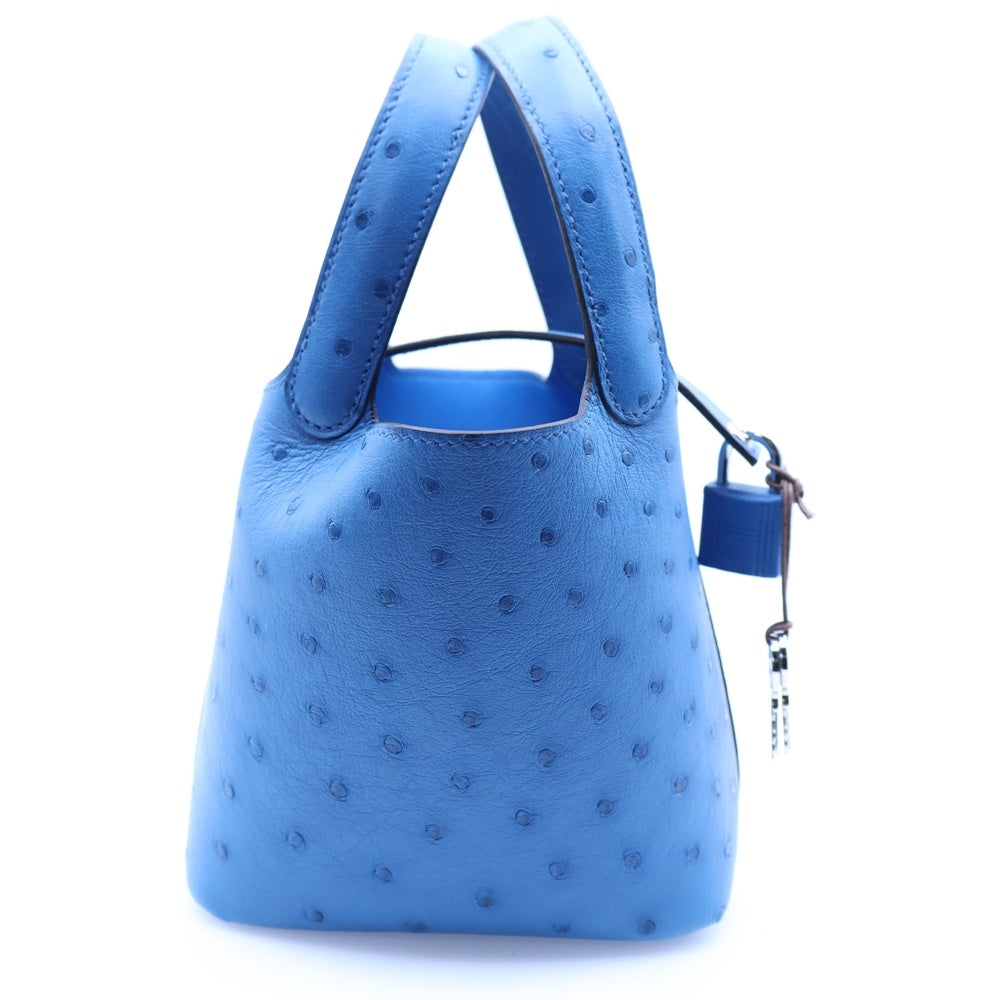 HERMES(エルメス) ピコタンロック マイクロ ブルー系 シルバー金具 W刻印 ハンドバッグ
