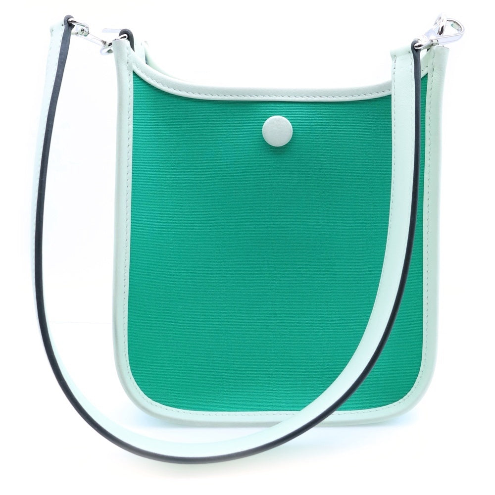 HERMES(エルメス) エブリンTPM トワルオフィシエ ミントヴェールフィズ レザー切替キャンバスハンドバッグ グリーン レディース W刻印
