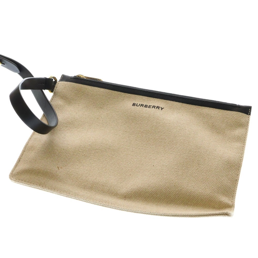 BURBERRY(バーバリー) ロゴ トートバッグ ハンドバッグ ベージュ キャンバス×レザー