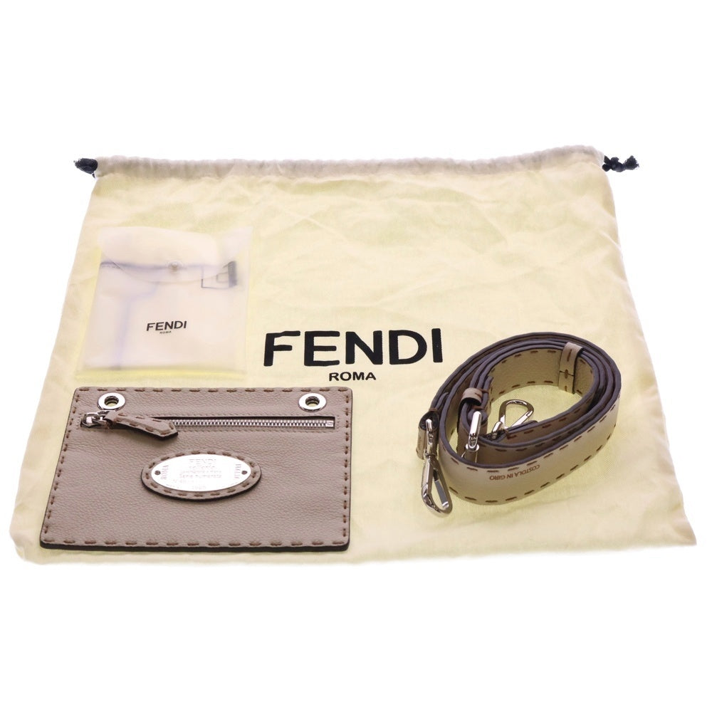 FENDI(フェンディ) ピーカブー アイシーユー スモール ファクトリー柄 2wayバッグ ハンドバッグ ショルダーバッグ ベージュ シルバー金具 レザー