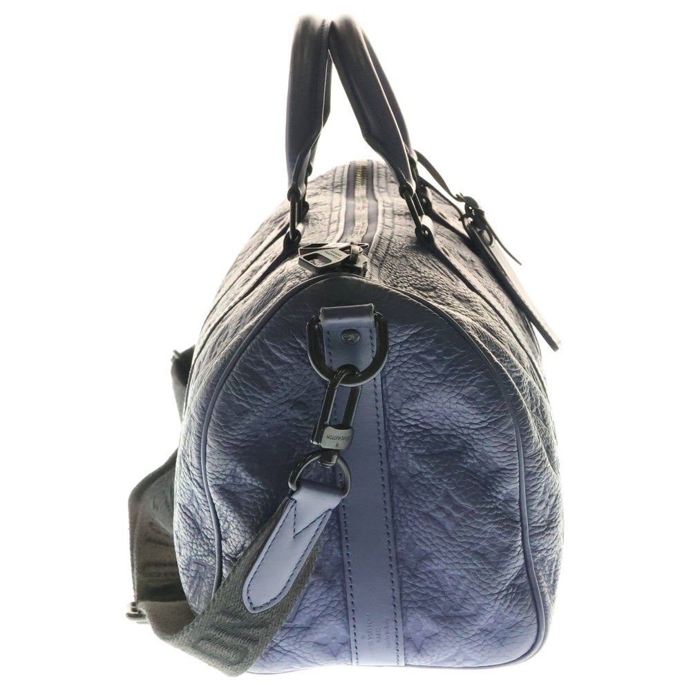 LOUIS VUITTON(ルイヴィトン) トリヨンモノグラム キーポル バンドリエール35 2WAYバッグ ハンドバッグ ボストンバッグ ショルダーバッグ ブルー ブラック金具 レザー M11691