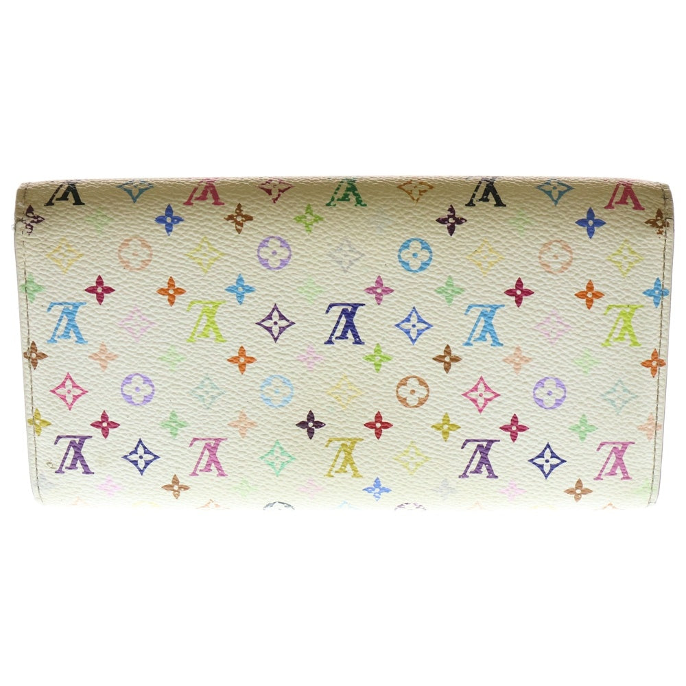 LOUIS VUITTON(ルイヴィトン) マルチカラー ポルトモネ クレディ ロングウォレット 長財布 カードケース ホワイト×ライトブルー ゴールド金具 レザー M93532