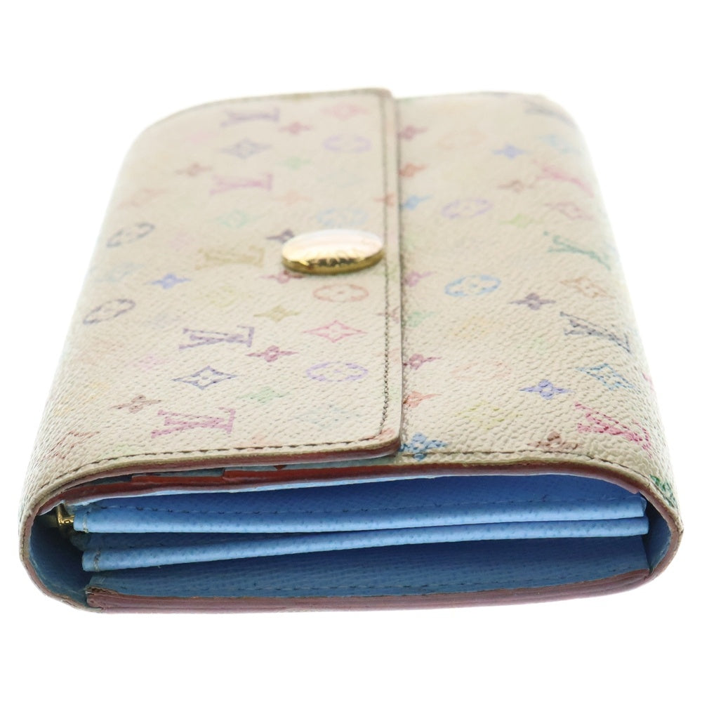 LOUIS VUITTON(ルイヴィトン) マルチカラー ポルトモネ クレディ ロングウォレット 長財布 カードケース ホワイト×ライトブルー ゴールド金具 レザー M93532