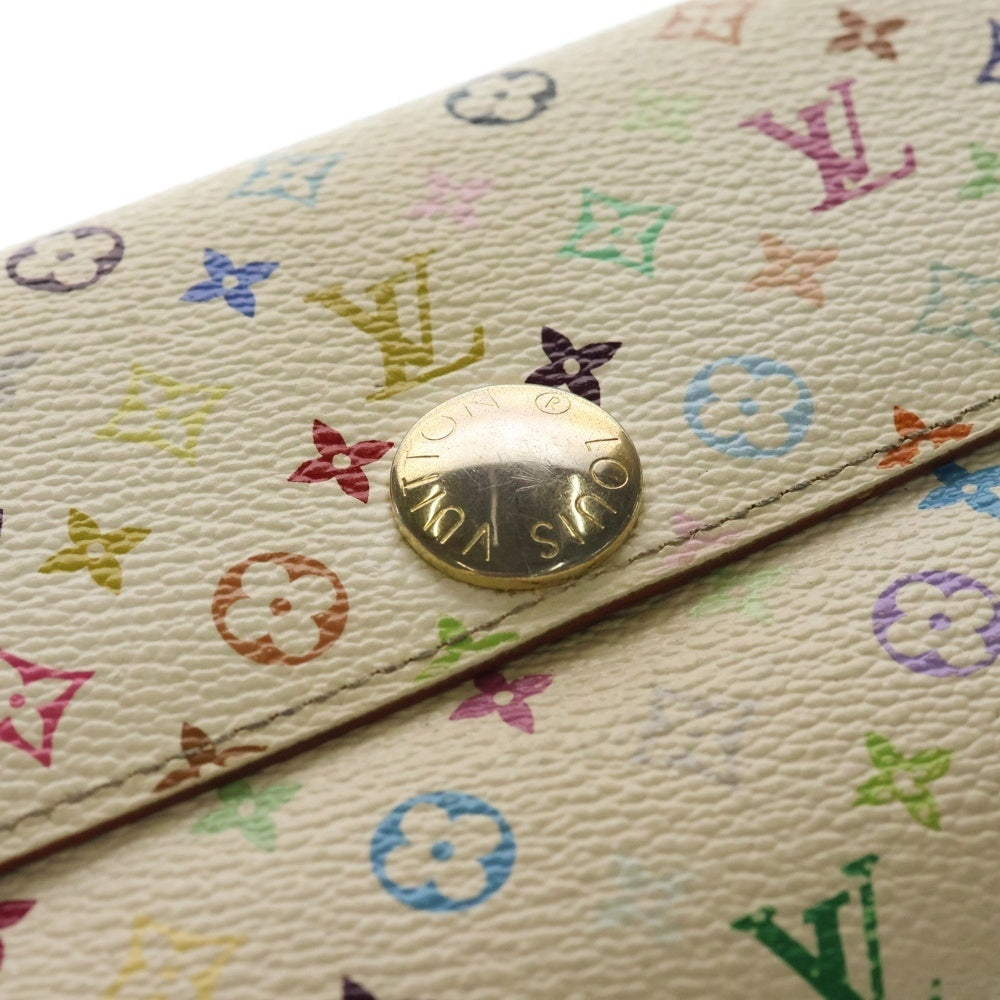 LOUIS VUITTON(ルイヴィトン) マルチカラー ポルトモネ クレディ ロングウォレット 長財布 カードケース ホワイト×ライトブルー ゴールド金具 レザー M93532