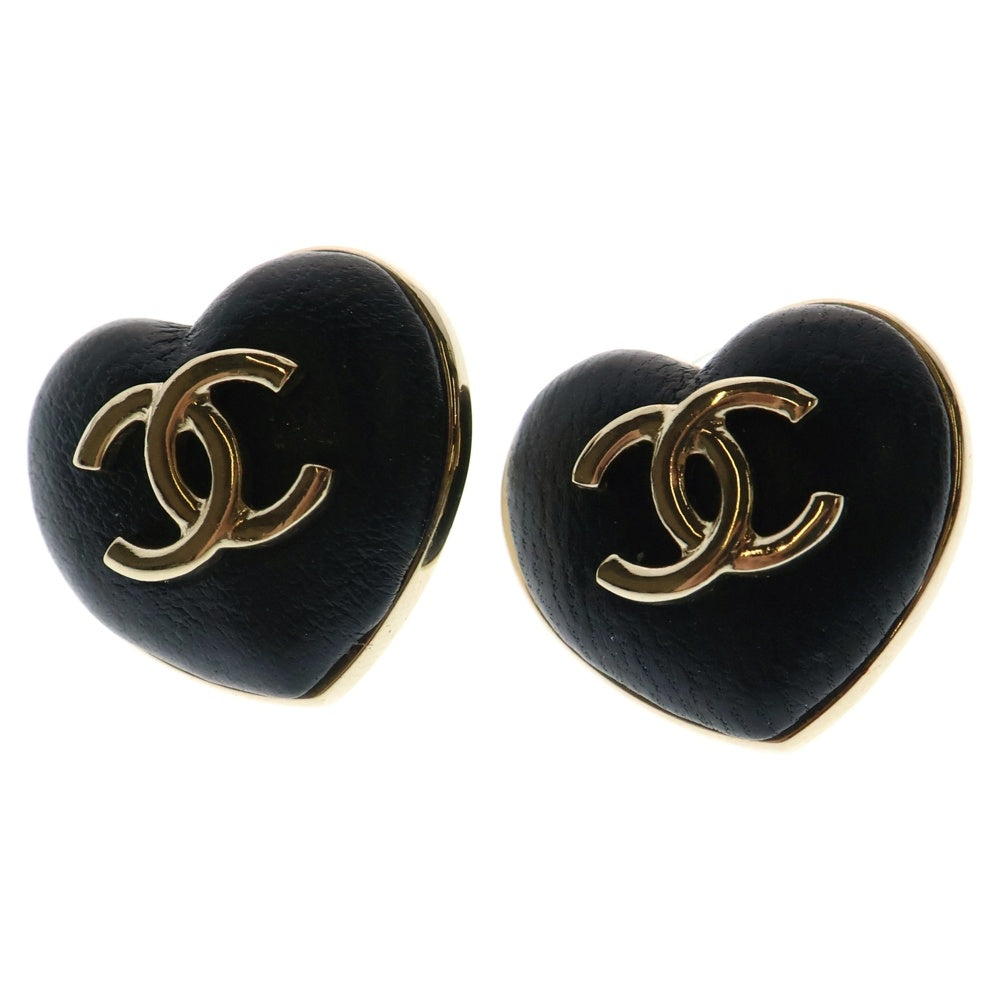 CHANEL(シャネル) ココマーク ハート ピアス イヤーアクセサリー ブラック×ゴールド B22K
