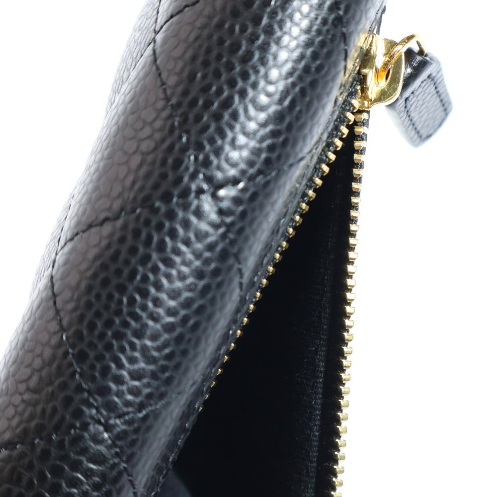 CHANEL(シャネル) クラシック スモール フラップ コンパクトウォレット 三つ折り財布 ブラック キャビアスキン ゴールド金具 AP0231
