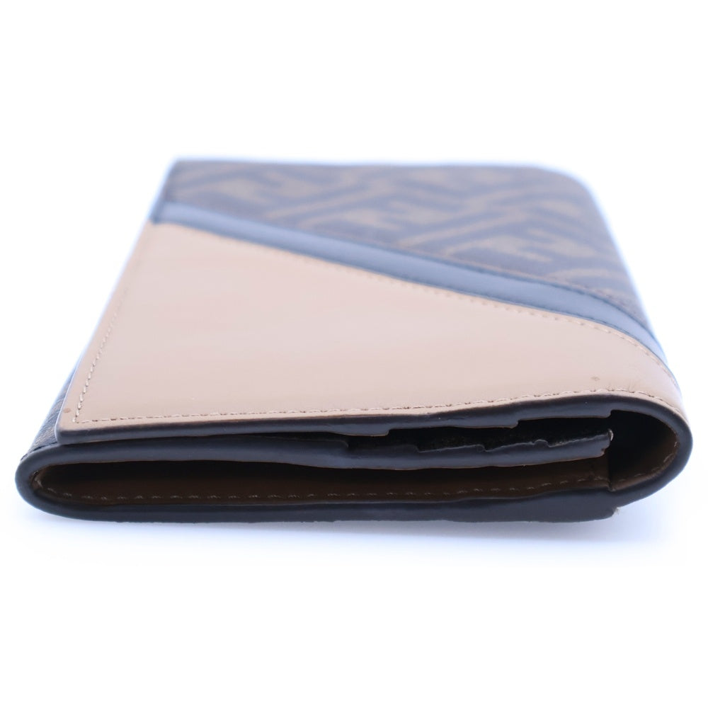 FENDI(フェンディ) ズッカ 二つ折り長財布 ロングウォレット カードケース ブラック×ブラウン PVC×レザー 7M0264