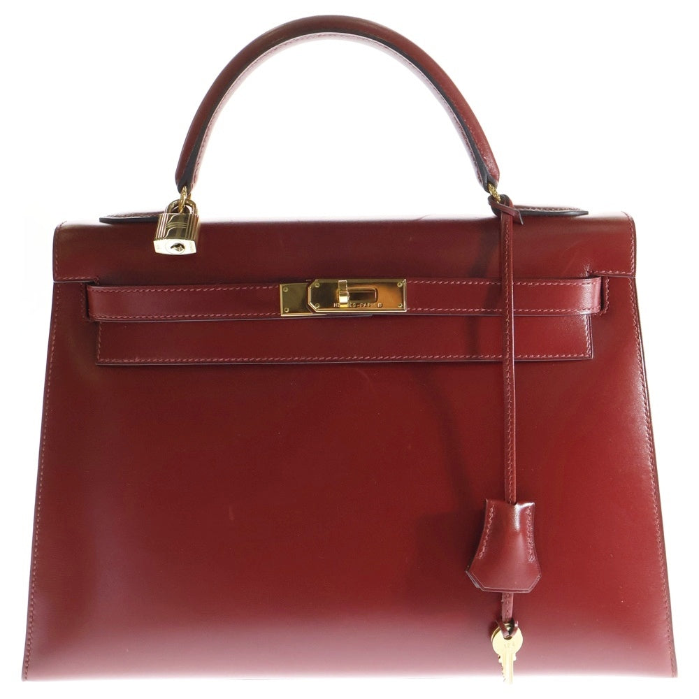 HERMES(エルメス) ケリー32 ルージュアッシュ ボックスカーフ 外縫い ゴールド金具 〇Z刻印 ハンドバッグ