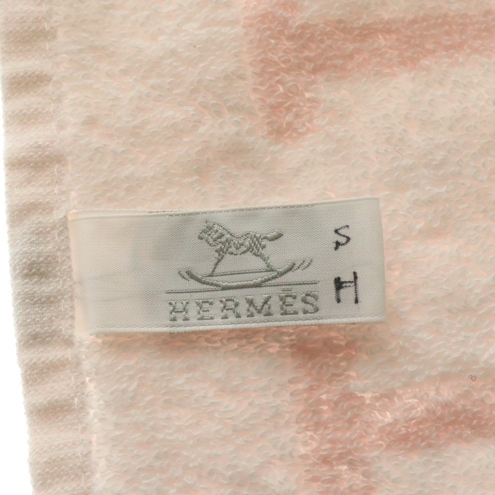 HERMES(エルメス) アヴァロン ハンドタオル ホワイト×ピンク