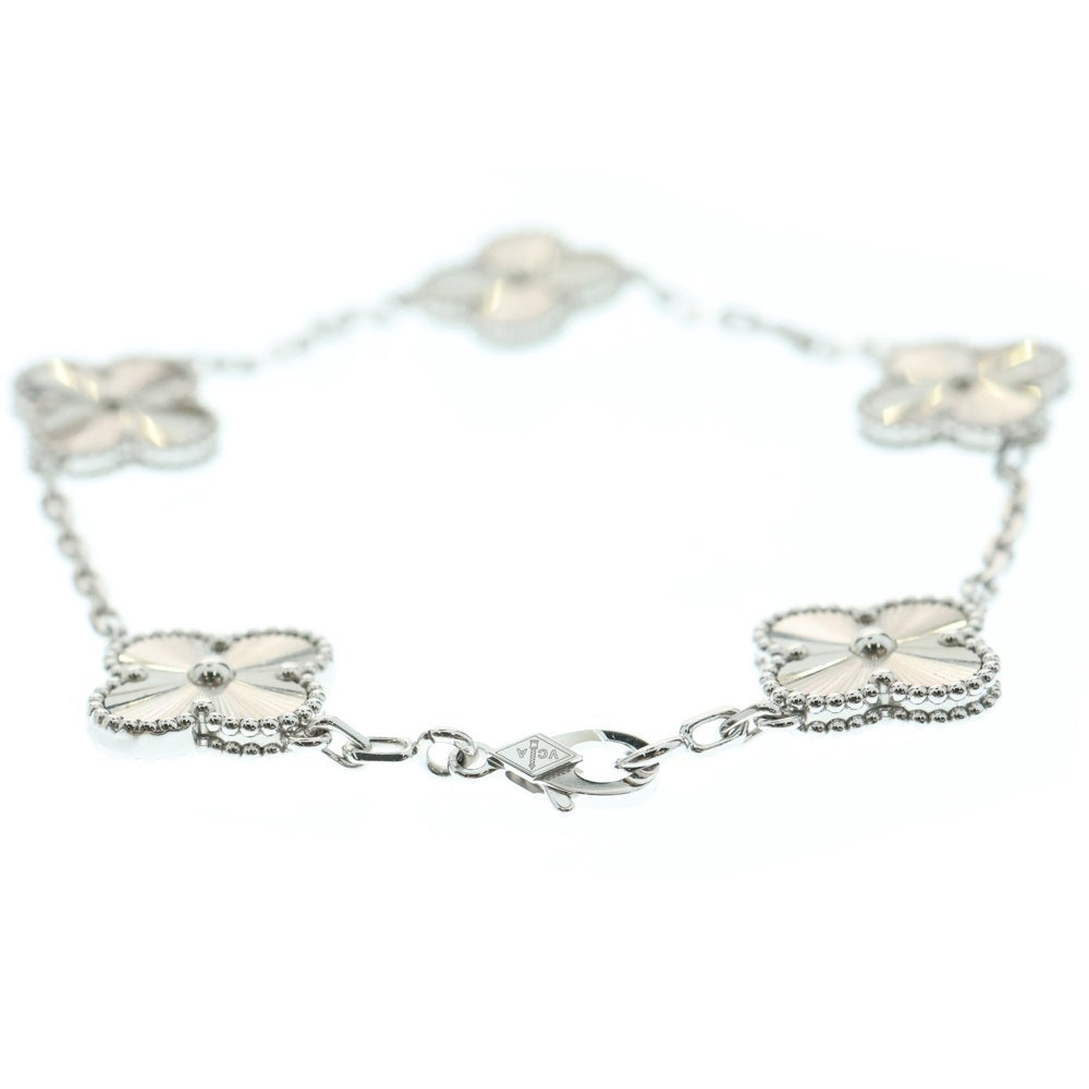 Van Cleef & Arpels(ヴァンクリーフアンドアーペル) ヴィンテージアルハンブラ ギョーシェ 5モチーフ ブレスレット ホワイトゴールド Au750WG VCARP9XE00 ジュエリー アクセサリー
