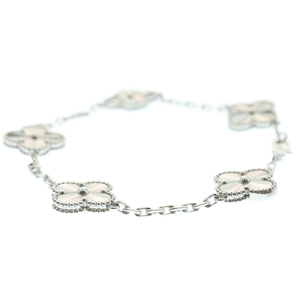 Van Cleef & Arpels(ヴァンクリーフアンドアーペル) ヴィンテージアルハンブラ ギョーシェ 5モチーフ ブレスレット ホワイトゴールド Au750WG VCARP9XE00 ジュエリー アクセサリー