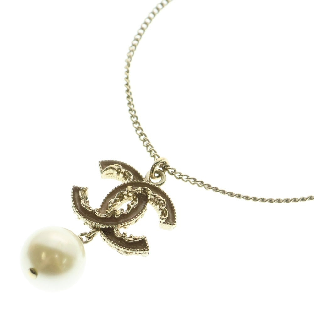 CHANEL(シャネル) ココマーク スイングパールネックレス ペンダント チェーン ベージュ×ゴールド