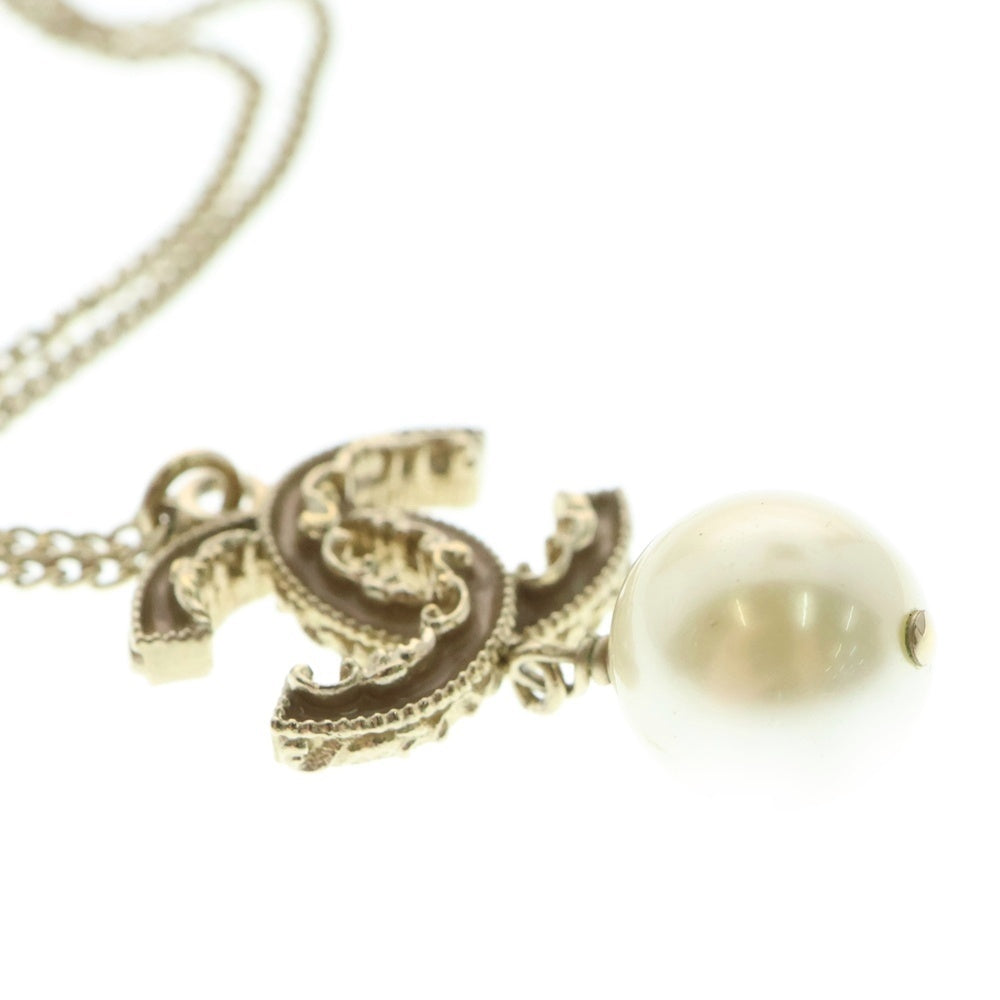 CHANEL(シャネル) ココマーク スイングパールネックレス ペンダント チェーン ベージュ×ゴールド