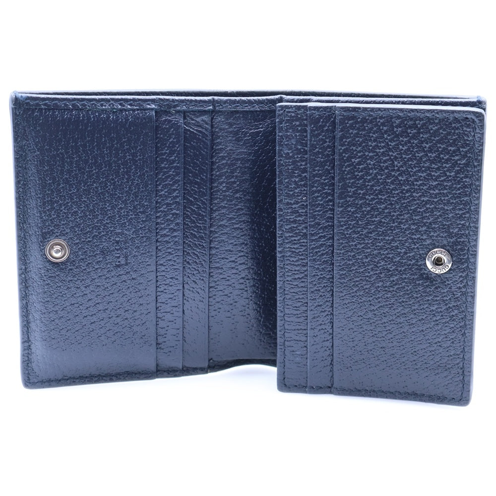 GUCCI(グッチ) オフディアGGスプリーム コンパクトウォレット 二つ折り財布 ネイビー シルバー金具 523155