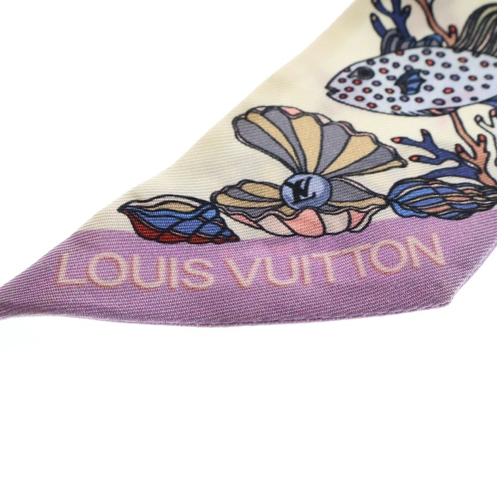 LOUIS VUITTON(ルイヴィトン) バンドーBB シーオブラブ フィッシュ シェル モノグラム 総柄プリント シルクスカーフ ホワイト/パープル M73873