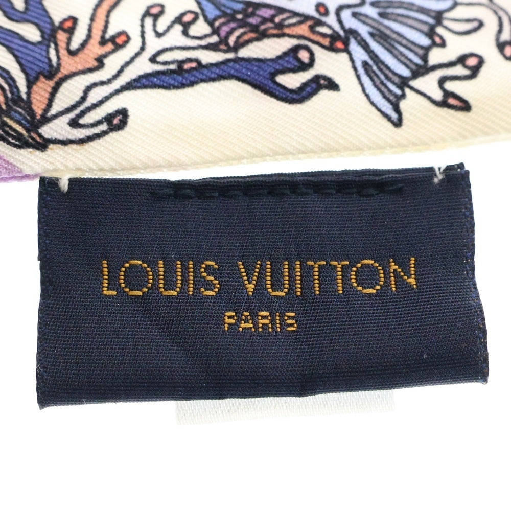 LOUIS VUITTON(ルイヴィトン) バンドーBB シーオブラブ フィッシュ シェル モノグラム 総柄プリント シルクスカーフ ホワイト/パープル M73873