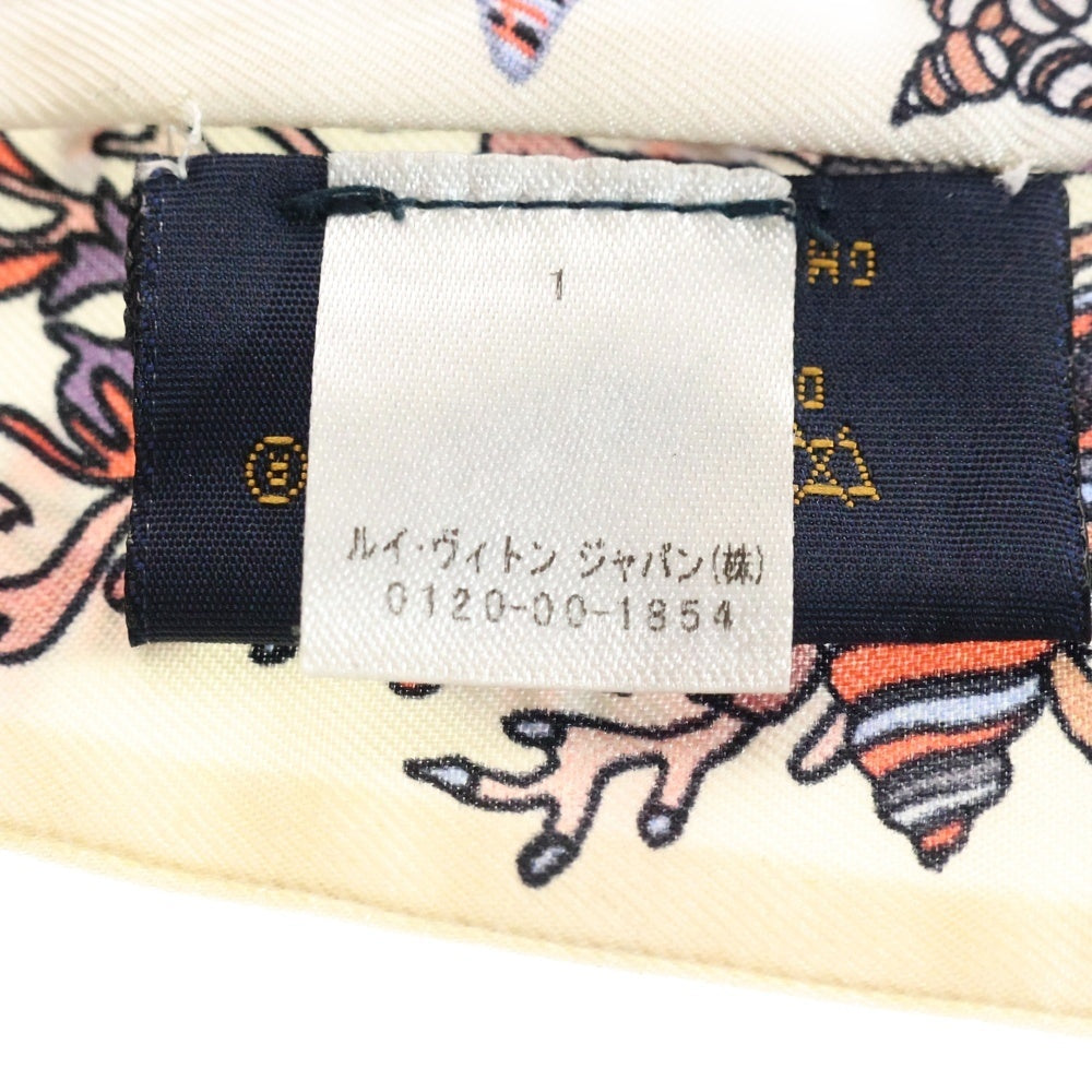 LOUIS VUITTON(ルイヴィトン) バンドーBB シーオブラブ フィッシュ シェル モノグラム 総柄プリント シルクスカーフ ホワイト/パープル M73873