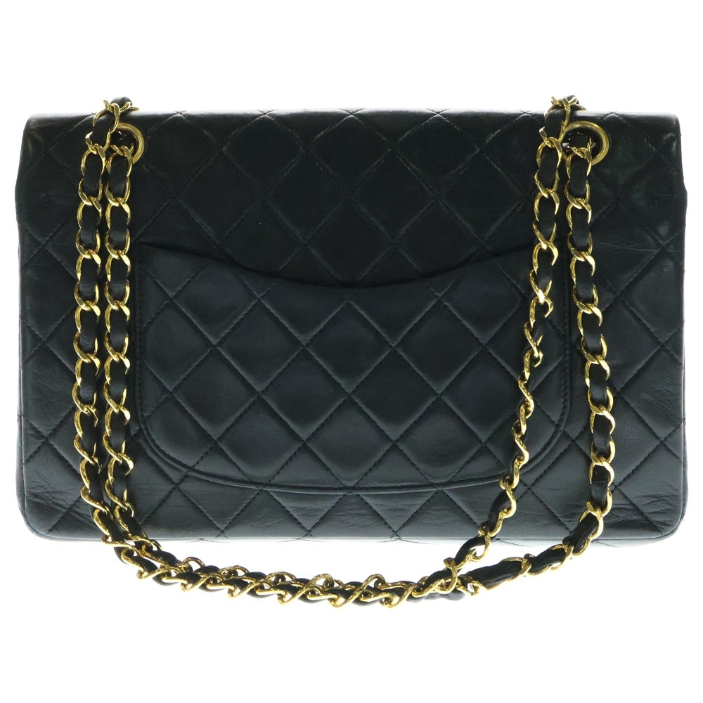 CHANEL(シャネル) マトラッセ25 ダブルフラップ ダブルチェーン ショルダーバッグ ハンドバッグ ブラック ラムスキン ゴールド金具
