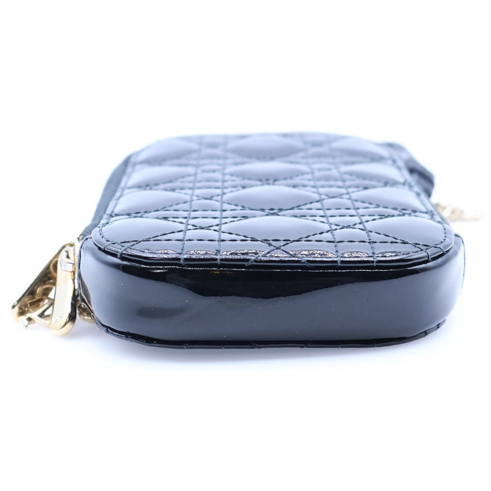 Christian Dior(クリスチャンディオール) レディディオール Call'in Dior カナージュ パテント レザー フォンホルダー バッグ ブラック