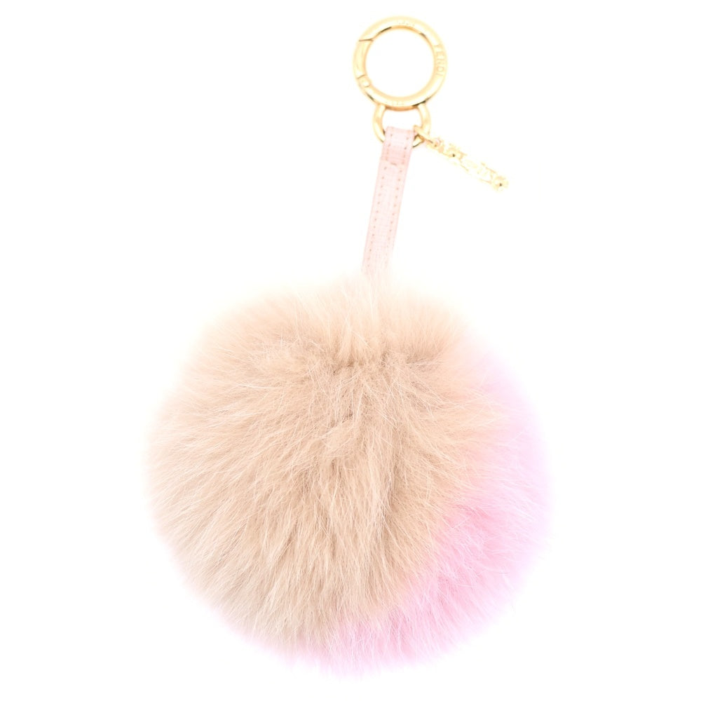 FENDI(フェンディ) ボンボンチャーム キーホルダー ピンク×ベージュ