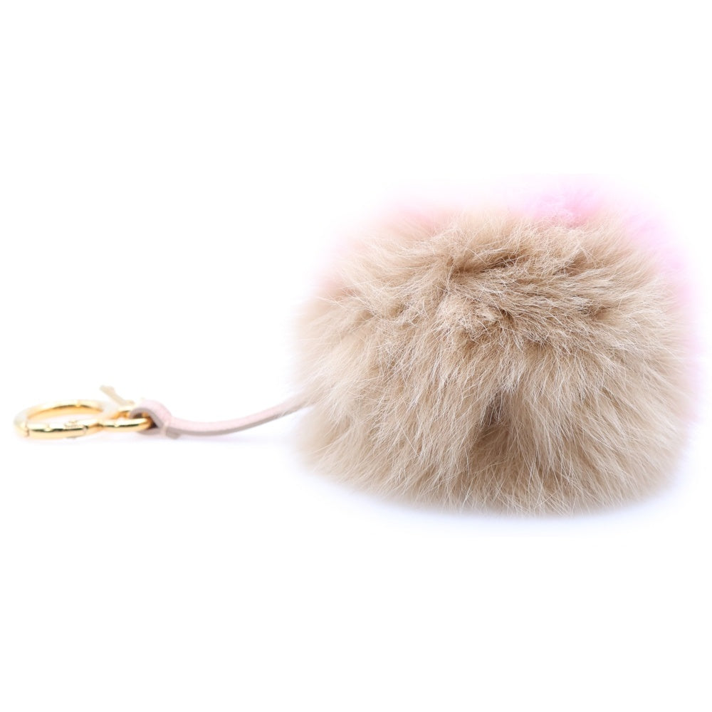 FENDI(フェンディ) ボンボンチャーム キーホルダー ピンク×ベージュ