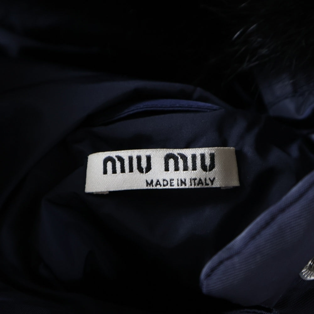 miumiu(ミュウミュウ) 16AW ファーフード付ロゴダウンコート レディース ネイビー MS123 31JVH