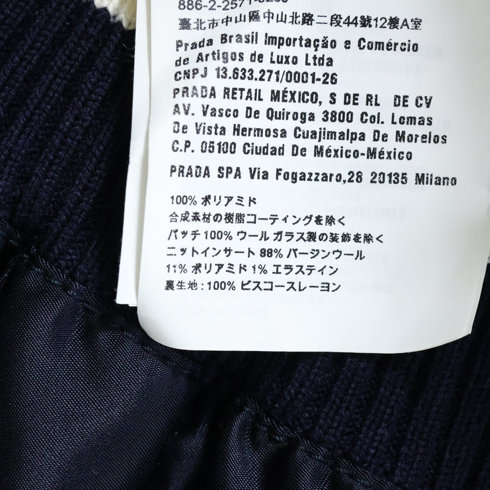 miumiu(ミュウミュウ) 17AW ワッペンロゴ フラミンゴ刺繍 スナップボタン ジャケット ブルゾン スカジャン ネイビー レディース ML4711QAW